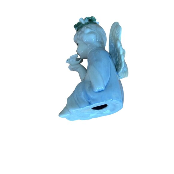 Porcelain Angel Cherub Crown Of Flowers Holding Dove Bird Figurine Home Decor - Picture 11 of 11